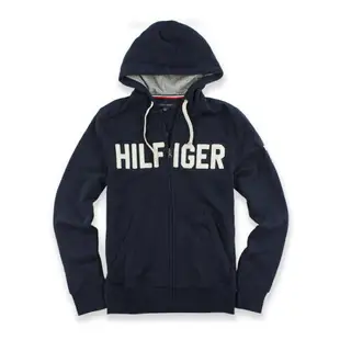 美國百分百【全新真品】Tommy Hilfiger 經典款 TH 棉質 連帽 外套 夾克 深藍 男 XS號 I677