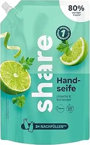 Liquid Soap Refill Bag Lime & Coriander 500 ml - Liquid Soap Dispenses a Hygiene Product to a People in Emergency - Vegan Hand Soap in Practical Refill Pack