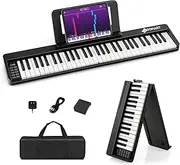 HONEY JOY Portable 61-Key Keyboard, Foldable Electric Piano Keyboard w/Full Size Keys, Music Stand, Sustain Pedal, Piano Bag, Record & Play Function, Digital Piano Keyboard for Beginners (Black)