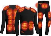 [IMYOGI] Cozy Heated Underwears Set, Men Women Thermal Baselayer Heating Shirt and Pants with 18 Heating Zones for Hunting