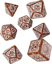 Q Workshop Caramel & White Steampunk Clockwork Dice Set (7)