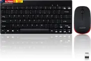 PERIDUO-712B Wireless Mini Keyboard and Mouse Set, Black, US English Layout