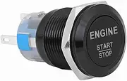 12V White LED Car Engine Start Stop Push Button Switch for Vehicle Ignition Activation (Black zinc Aluminum Alloy)