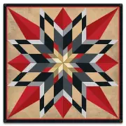 16 POINT STAR RED QUILT BLOCK PATTERN 18" SQUARE HEAVY DUTY USA MADE METAL SIGN