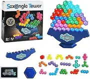 Hexagon Stack Attack Game | Block Tumble Stacking Game Set | Tower Building Blocks Board Game | Swing Stack Balance Toy for Kids Adults Family Travel Parties Team Building Games