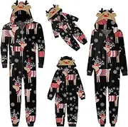 [JHCBKFF] Matching Christmas Onesiee Pajamas for Family,Hooded One Piece Vacation PJs,Cute Printed Holiday Loungewear(C,Mom Large)