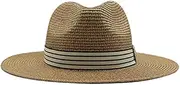 [BABESA] Straw Cowboy Hat,Out Beach Hat,Woven Sun Hat,Summer Sun Hats Straw Hat Men's Korean Version Trendy British Sun-Shading Top Hat Vintage Jazz Hat Gentleman Hat Sunscreen Hat (Color : Grey) (Color : KHA