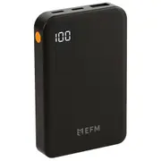 EFM Essential 5000mAh Power Bank Digital Display Universal Phone Charger BLK