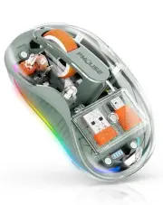 Bluetooth Wireless Mouse, Transparent RGB Tri-Modes Mouse,Bluetooth & 2.4GHz ...