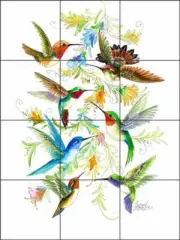 Hummingbird Tile Backsplash Susan Libby Bird Art Ceramic Mural SLA091