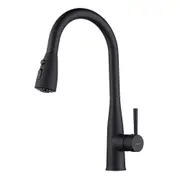 Decaura WELS Pull Out Kitchen Faucet 3 Modes Spout Gooseneck Swivel Laundry Sink Mixer Tap (Matt Black)