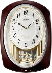Seiko Clock AM265B Melody Clock Radio Analog Dark Brown Marble 14.4 x 10.0 x 3.3 inches (366 x 254 x 84 mm)
