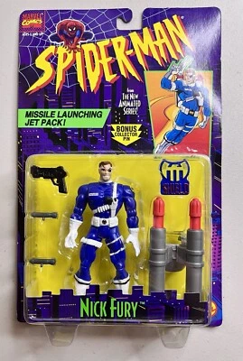 Vintage 1995 Spider-Man Animated Series NICK FURY Action Figure Toy Biz ~ MOC