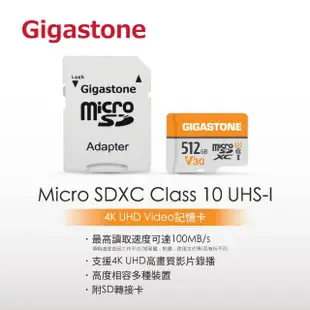 【GIGASTONE 立達】microSDXC UHS-Ⅰ U3 V30 512GB記憶卡(支援Switch/空拍機/手機/平板)