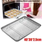 Toaster Cookie Oven Tray with Rack Set Stainless Steel Baking Roasting Pan New