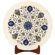 White Marble Decorative Plate Paua Shell Floral Inlay Christmas Unique Gifts
