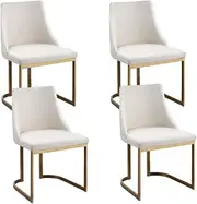 [Artiss] 4X Dining Chairs Cafe Chair Kitchen Modern Linen Semi-Circle Frame Beige