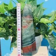 961g Natural Ocean Jasper Obelisk Quartz Crystal Wand Point Reiki Healing Tower