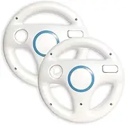 Old Skool Mario Kart Racing Wheel Compatible with Nintendo Wii and Wii U 2 Pack - White