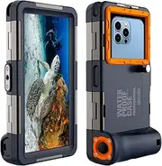 Universal Diving Underwater Case for Photo Video iPhone 14/13/12/11 Pro Max Xr/X/Xs Case Samsung Galaxy S22/S21/S20/S10 Ultra Plus, 50ft/15m Waterproof Swimming Snorkeling Protective Housing Orange