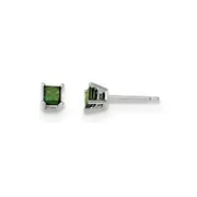 14K White Gold .40ct. Green Real Diamond Stud Earrings