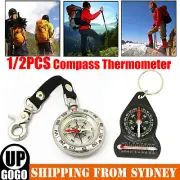 1/2 3in1 Compass Thermometer Outdoor Hiking Tactical Survival Carabiner Key Ring