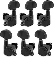 Metallor Locking Guitar String Tuning Pegs Tuning Keys Machine Heads Tuners 18:1 Gear Ratio 3L 3R for Electric Guitar or Folk Acoustic Guitar Parts Replacement Half Round Head Black.