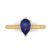 1ct Pear Tanzanite Stone Wedding Bridal Promise Designer Ring 14k Yellow Gold