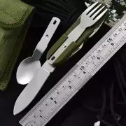 New Portable Multi-Tool Folding Knife Camping Cutlery Fork Spoon Bottle Opener
