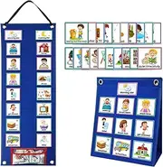 Kid Visual Schedule Hanging Kids Visual Schedule Chart Visual Planner Chore Chart with 70 Cards Magnetic Children Learning Calendar Chart Morning Bedtime Routine Chart Wall Planner for Children