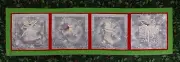 Retro Red/Grey Patchwork Table Runner Quilt Top Bell Reindeer Stocking Gift