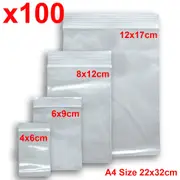 100 Resealable reusable zip Lock self seal cello clear Plastic Bag