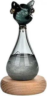 Modern and Simple Weather Forecast Bottle, High Boron Glass Egyptian Cat Storm Weather Forecast Bottle, Hand-Painted Gold Craft, Birthday Gift Creative Gift-Black