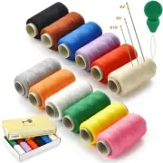 12 Color Sewing Thread Kit - 350 Yards Per Spool, Prewound Bobbins, Polyester...