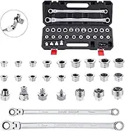 Flex Head Ratcheting Wrench Set, Metric | 8-22mm | 72-Tooth | Extra Long Double Box End Ratchet Wrench Flex Head Wrench Set (27 PC Flex Head Ratcheting Wrench Set)