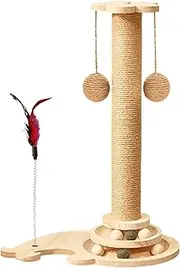 Cat Scratcher Post | Multifunctional Kitten Puzzle Toy - Interactive Kitten Teaser Toy for Home Outdoor, 4-in-1 Pet Scratching Post