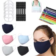 Solid Color Reusable Cotton and Linen Face Mask Protective Cover Set