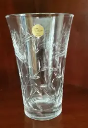 VINTAGE JG DURAND CRISTAL D'ARQUES 24% LEAD CRYSTAL 8" HEAVY CUT VASE- NIB
