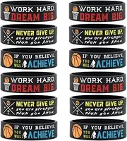 Inkstone (12-pack) Basketball Wristbands with Motivational Quotes - Wholesale Bulk Bracelets for Basketball Party Favors Awards Gifts for Team - Unisex for Men Women Adults