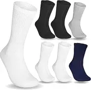 Special Essentials 6 Pairs Women's Non-Binding Diabetic & Circulator Crew Socks - Comfortably Soft, Moisture-Wicking Cotton
