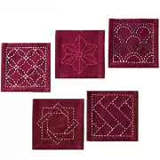 Olympus Sashiko Coasters Collection for Embroidery - 5 Pieces, Dark Red