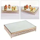 Metal Cake Stand, Crystal Bead Rectangle Dessert Cupcake Wedding Party Display