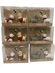 6 Pair Mistletoe Pets Ceramic Salt And Pepper Shakers Christmas Cats