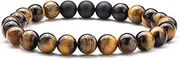 [LAXTO] Bracelet，Bracelets，Bangles，Men Women 8mm Tiger Eye Stone Beads Elastic Natural Stone Yoga Bangle (2 Pcs Set) (Color : Tiger Eye Matte)