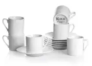 Klikel Espresso Cup And Saucer Set - White Cappuccino Demitasse - Small Coffe...