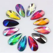 Tear Drop Shape Bead 50Pcs 9*18mm Acrylic AB Rhinestone Glue On Flatback Pointed