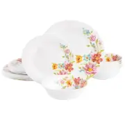 Gibson Home Ultra Round Red Floral 18-Piece Opal Glass Dinnerware Set