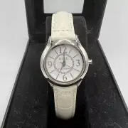 Ecclissi Sterling Silver Leather Strap Wrist Watch