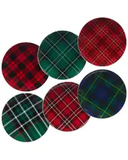 Certified International Christmas Plaid Set of 6 Dessert Plate
