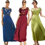 Rhinestone Abaya Women Long Maxi Party Dress Dubai Kaftan Islamic Caftan Robe